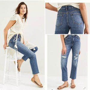 NWT Anthropologie Pilcro The Vintage Straight Jeans Distressed Raw Hem Size 29